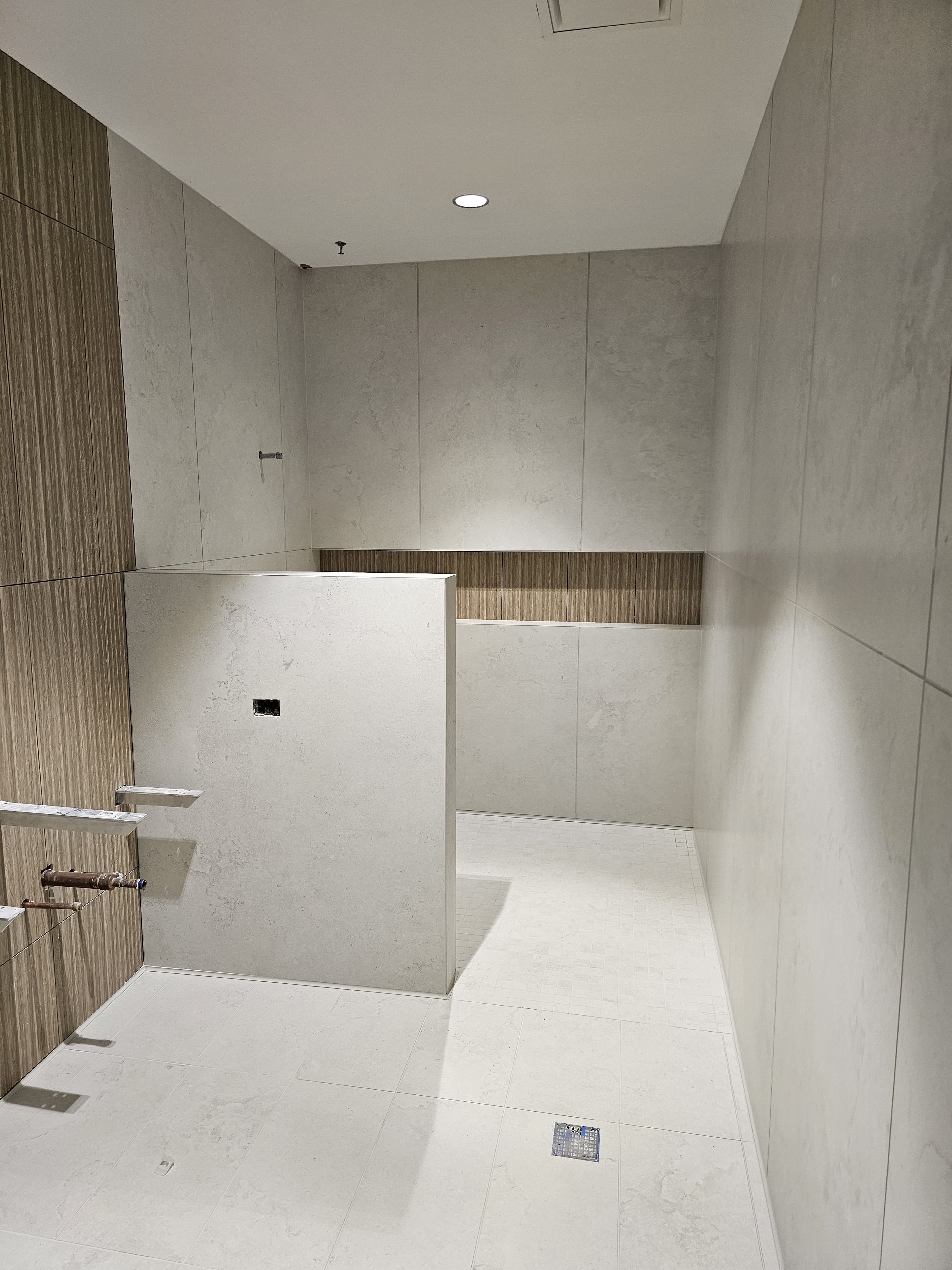 Large format tile bathroom before renovation - bathroom project in Atlanta